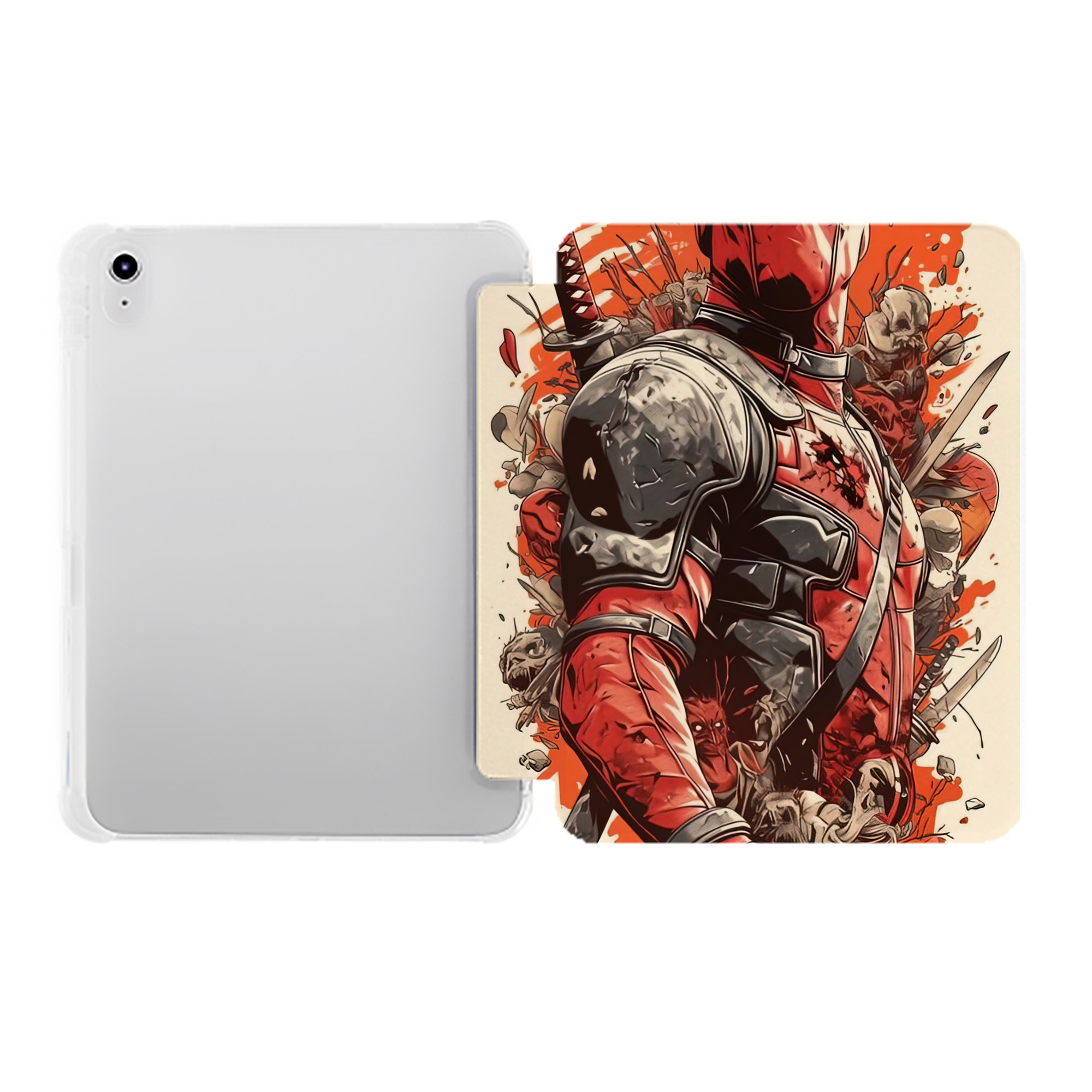 （画像用） Deadpool デッドプール IPad ケース ペン収納付き 三つ折りスタンド PUレザー×シリコン 対応機種9.5/10.5/10.9インチ